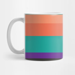 A brilliant miscellany of Light Red Ochre, Big Foot Feet, Purple, Blue/Green and Dark Grey stripes. Mug